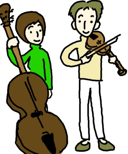 バイオリンとチェロを弾く男女